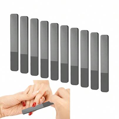 10 piezas Limas de uñas de nano - Una herramienta mágica para reparar superficies de uñas desiguales, sin dañar las uñas y con diseño anti-polvo volátil, de doble uso para manos y pies, adecuada para uñas naturales y herramientas para uñas