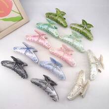 1pc Bag Starfish 12cm Fully Rhinestoned Elegant Acetate Hair Claw Clip, Suitable For Everyday Wear - Violet Purple - View 7