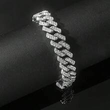 1 件男士时尚菱形链手链，嘻哈链手链万圣节配饰朋克