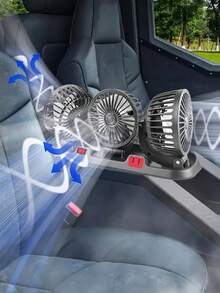 360° Adjustable 3 Head Air Fan, Portable Automotive Electric Fan, USB-Powered, Car Silent Fan For Home Desk Office&Car, Car Accessories - A - View 5
