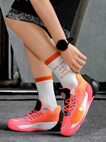 Unisex Fashion Basketball Shoes, Couple Casual Shoes, Solid Color Outdoor Non-Slip Sports Lace-Up Sneakers For Men And Women, Versatile Running Shoes For All Seasons