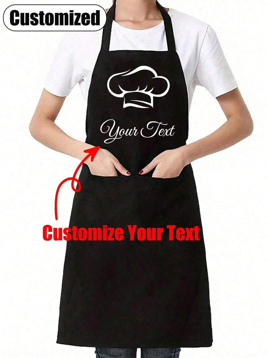 1pc Customized Cooking Apron With Personalized Text And Photo Printing, Ideal Gift For Anniversary, Chefs, Mothers, Fathers, Husbands, Wives, Girlfriends, Boyfriends, Weddings (Men/Women) - Multicolor - View 1