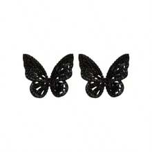 1 par de elegantes y sensuales pendientes de mariposa negra de lujo, adecuados para banquetes, uso diario, vacaciones y fiestas de mujeres