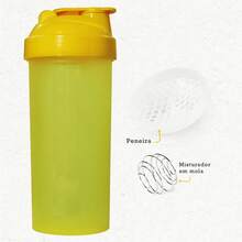 Shaker 700 Ml Whey + Spring + Strainer - Academia Treino - Yellow Closed - View 2