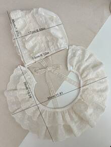 1pc Infant & Toddler Girls' Beige Lace Elegant Bib & Hat Set, Suitable For Everyday Outdoor Wear
