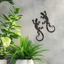 Metal Hollow Carved Frosted Black Gecko Wall Decoration Art, Suitable For Living Room, Room, Corridor, So Wall Decor And Embellishment, Holiday Gift