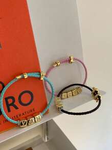 Pulseira de dados com letras do alfabeto personalizável, 1 peça, nome personalizado retrô, pulseira inicial de aço inoxidável MAMA, presente ideal para namorada, mãe, família, amiga, filha, aniversário, dia dos namorados, dia das mães, aniversário, formatura, uso diário, casamento, festa