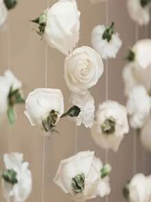 20-Piece White Rose Hanging Artificial Flower Decoration, Equipped With Transparent Fishing Line And Ceiling Rose Garland, No Power Required, Suitable For DIY Wedding, Wedding Party Table Center Decoration.