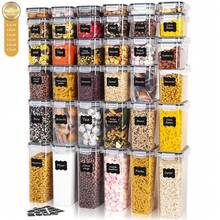 THELIFE 3/4/5/7/8/10/12/15/18/20/24/30/36pcs Airtight Food Storage Containers With Lids, Plastic Food Canisters With Lids Containers For Kitchen & Pantry Organization And Storage, Dry Food Canisters For Spaghetti Flour, Sugar And Cereal, Kitchen Supplies