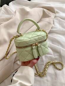 1pc Rhinestone Embroidery Mini Handbag Personalized Creative Chain Bag Lipstick Bag Crossbody Small Square Bag, Comfortable Fabric, Light And Large Capacity Adjustable Shoulder Strap, The Internal Space Is Very Open, Suitable For Daily Use When Out