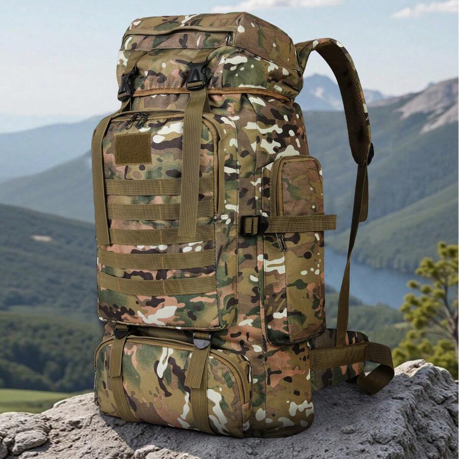 NEWHEY Mochila de camping/senderismo de 80L, mochila rústica militar MOLLE, mochila de senderismo impermeable y ligera