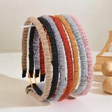 7pcs. Korean-Style Fashionable Hair Band, Bright Color Series, Artistic Pleated Hair Band, Wear When Going Out To Wash Face, Highly Attractive Level Hair Clip, Geometric Pattern, Casual Casual Polyester Fiber (Polyester) Hair Accessory, Four Seasons