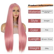 Pink Long Wig For Women Straight Synthetic Wig Soft Fiber Synthetic Hair Heat Resistant Wigs For Girls Party Cosplay Use 30 Inch - Nhiều màu - Xem 4