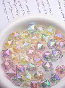10 pièces Perles à trou droit en forme de rhomboïde géométriques de style aléatoire avec saupoudrage doré. Accessoires de décoration pour la fabrication de bijoux, bracelets, chaînes de téléphone portable, porte-clés