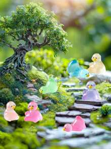 10/20/30pcs Luminous Mini Resin Ducks, Glow In The Dark Goose Tiny Figures, Cute Animal Statues For DIY Fairy Garden Micro Landscape Aquarium Micro Landscape Aquarium Potted Plants Decoration,Perfect Birthday Gift(Random Color)