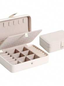 1pc Multi-Functional Leather Jewelry Storage Box, Convenient Double-Layer Simple Jewelry Storage Box, Can Be Put Earrings Earrings Necklace Bracelet, High-End Jewelry Box Back To School