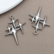 5/10/15件四角星吊坠精致星形吊坠四角星吊坠金属天体吊坠适用于珠宝耳环项链制作 - 彩色 - 查看 17