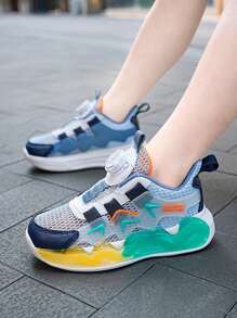 1 Pair Boys' Comfortable Fashion Casual Lightweight Breathable Outdoor Playground Running Sneakers, Suitable For Summer