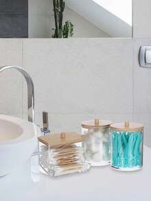 3 Packungen Badezimmer Waschtisch Wattestäbchen Ständer Spender, runder Badezimmer Zahnseide Behälter, Medizinflasche Organizer - Verschiedenfarbig - Übersicht 3