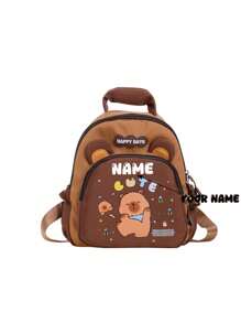1 pieza Capibara personalizado, Bolso de doble clic, Mochila personalizada con estampado de Capibara de dibujos animados con nombre personalizado para niños y niñas, mochila mini ligera y linda con nombre personalizado o texto festivo, bolso de moda con cierre de cremallera de nailon, bolso casual multifuncional para uso diario, regalo perfecto entre amigos, multifuncional, ornamental, letra, elegante, moderno, colorido, lindo, adorable, casual, personalizado, único, personalizado, regalos ideales para él, regalos ideales para ella