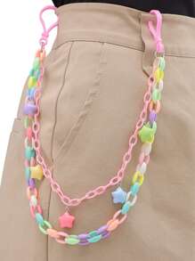 1 pezzo Nuova catena per vita colorata con ciondolo arcobaleno, catena per pantaloni in resina a forma di mostro - accessorio retrò in argilla soffice con ciondolo, accessorio perfetto da abbinare a jeans o zaini per studenti