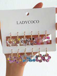 9 Pairs Of Fashionable & Cute Multicolor Tassel Pendant Earrings, Suitable For Women's Daily Wear, Dating, Traveling