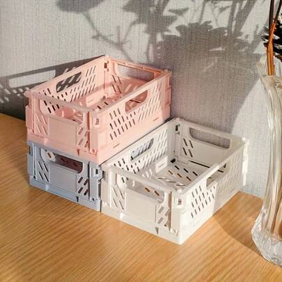 2 Stück Mini zusammenklappbare Aufbewahrungskörbe, zusammenklappbare PP Organizer Boxen für Küche, Bad, Büro, Schreibwaren, Notizbücher, Kosmetika Schreibtisch, in verschiedenen Farben erhältlich, Werkzeug zur Schreibtischorganisation, Regalkorb