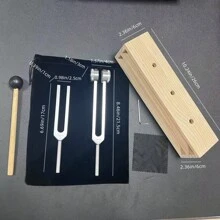 Ear Cleaning Professional Tuning Forks Therapy Set - 128Hz, 512Hz, 432Hz, 256Hz Yoga And Meditation Body-Weight Tuning Forks - Frequency Relaxation Device With Suspension Frame