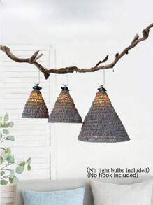 Hand Woven Rope Lampshade, Bohemian Style Hanging Decorative Pendant For Homestays, Restaurants,Bedrooms, Living Rooms, Balconies, Rustic Fabric Design, No Electricity Needed
