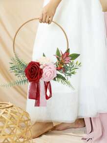 Hochzeit Gold Reifen Brautjungfern Blumenstrauß für Bridal-Shower, Zeremonie Jahrestag Kranz Tischdekorationen zum Aufhängen an der Wand