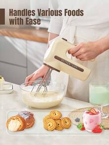 USB-C Rechargeable Wireless Electric Hand Mixer, 5-Speed Lightweight Immersion Blender, Stainless Steel Whisks, One-Touch Eject & Easy Clean - For Baking, Mixing, Whipping - 綠色 - 查看 2