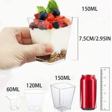 10/50/100 Pieces 2/4/5 Ounces (60/120/150ML) Capacity Mini Plastic Dessert Cups, Ice Cream Cups, Small Transparent Banana Pudding Cups, Used As Appetizers, Tasting Bowls For Birthdays, Weddings, And Parties, Christmas Gifts
