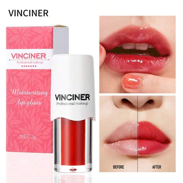 VINCINER 1PC Hydrating Lip Glow Oil, Moisturizing Lip Oil Gloss 2ml ,Transparent Toot Lip Oil Tinted Non-Sticky Nourishing Long Lasting Repairing Lightening Lip Lines And Dry Lips Lip Care Products