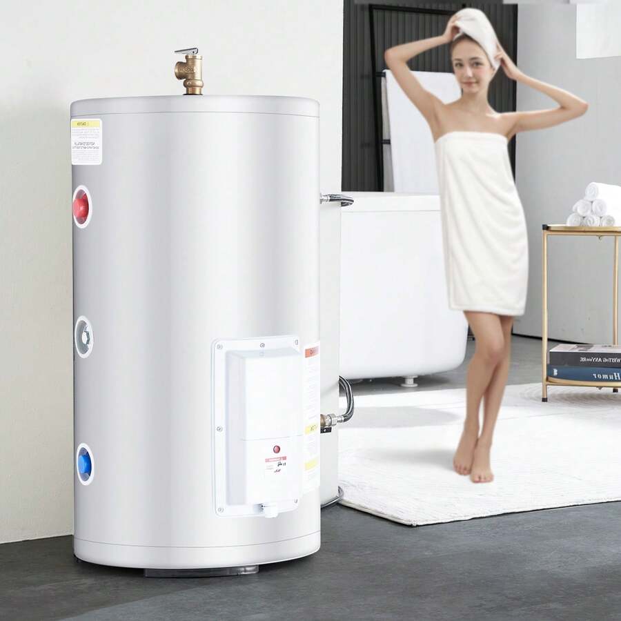 Electric Water Heater, 18 Gallon Tank Instant Hot Water Heater, 1.6Kw Tankless Water Heater W/ LED Display,Knob Control, IPX4 Waterproof Side Connection On Demand Heaters For Shower, Bath - Xem 1