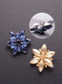 2 pièces/set Boutons de mode polyvalents en métal de grande taille avec strass multicolores en verre à forme de fleur. Convient pour manteau en fourrure, pull, décoration d'uniforme, bouquet DIY, chapeau, sac, accessoires de boîte à bijoux