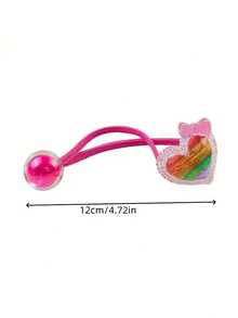 10个彩虹爱心卡通发圈，可爱彩色涤纶发绳，适合女孩，发饰，马尾辫发绳，头饰 - 如圖 - 查看 10