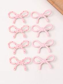 4个装 女童甜美波点粉色蝴蝶结鸭嘴夹 简约百搭可爱日常或节日发夹 - 彩色 - 查看 21