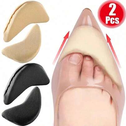 2pcs Women's Sponge Forefoot Inserts To Relieve Pain, Reduce Shoe Size And Enhance Fit, Comfort And Protection For High-Heeled Shoes,Shoes And Boots Accessories