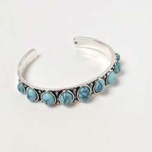 1 Pieza Brazalete de Estilo Occidental con Turquesa Antiguo, Brazalete Elegante Retro de Boca Abierta, Brazalete con un Sentido Único de Forma, Brazalete Azul Cielo de Alta Gama para el Verano, el Mejor Regalo de Vacaciones para Mamá y Novia