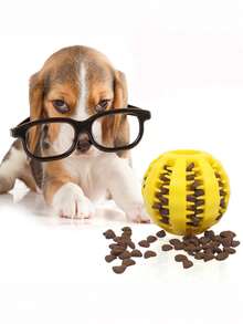 1 Pelota de juguete para perro de color aleatorio, adecuada para juego interactivo y actividades de masticado. Este es un juguete para masticar que puede contener bocadillos. Ayuda a limpiar los dientes de los perros.