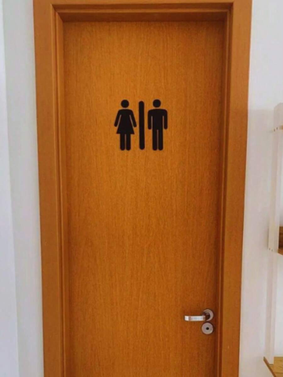2mm Acrylic Mirrored Bathroom Signage Sign For Company Decoration - Black - View 1