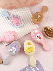 1个/2个/3个卡通迷你气垫梳，便携式可爱按摩梳，适合儿童和成人，美发造型梳（小孔是通风孔，并非缺陷） - 彩色 - 查看 4
