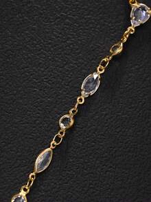 1 件新款几何指环手链，简约女士珠宝，时尚风格，高端水钻手链