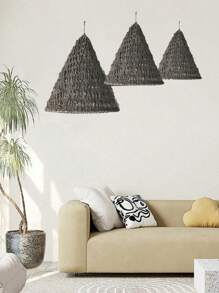 Hand Woven Rope Lampshade, Bohemian Style Hanging Decorative Pendant For Homestays, Restaurants,Bedrooms, Living Rooms, Balconies, Rustic Fabric Design, No Electricity Needed