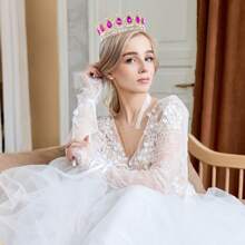 1pc Elegant Baroque Style Diamond Tiara, Luxury Princess Bridal Crown, Shining Round Headpiece For Women, Exquisite Wedding Hair Accessories, Not Washable, Special Occasion Jewelry