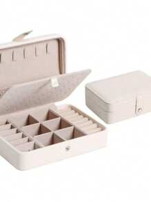 1pc Multi-Functional Leather Jewelry Storage Box, Convenient Double-Layer Simple Jewelry Storage Box, Can Be Put Earrings Earrings Necklace Bracelet, High-End Jewelry Box Back To School