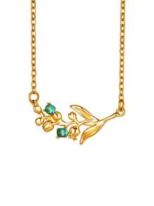 1PC Gold Birth Flower Necklace For Women 12 Month Birthstone Bouquet Pendant Floral Necklace, Daily Wear Jewelry For Valentine's Day Wedding Birthday Gift