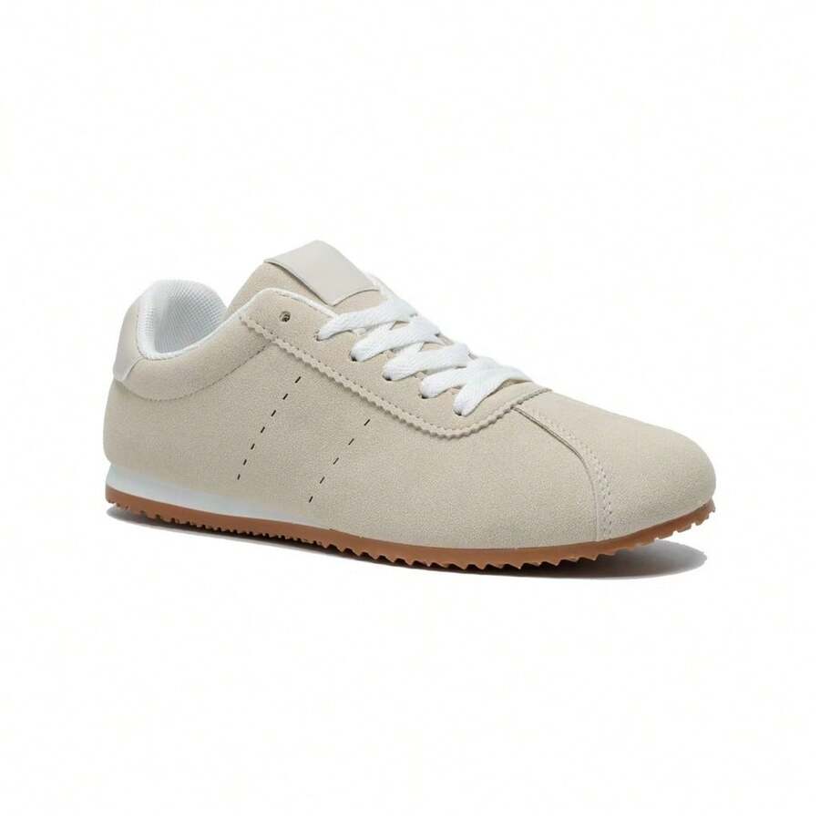 Women's Lightweight Casual Sneakers With Lace-Up Design – Ideal For Walking, Daily Wear And Sporty Outfits - Beige - View 1