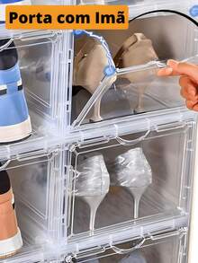 10 Caixa Sneaker Box Organizadora Sapatos com Tampa de Acrílico Transparente