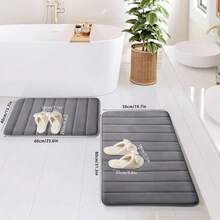 Solid Color Simple Soft Memory Foam Absorbent Non-Slip Bathroom Mat, Toilet Mat Home Bathroom Decoration Bathroom Rug Outdoor Rug Door Mat Summer Bathroom Accessories